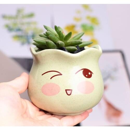 Cartoon ceramic macaron succulent flower pot old pile pot simple medium size combined desktop green plant small pot