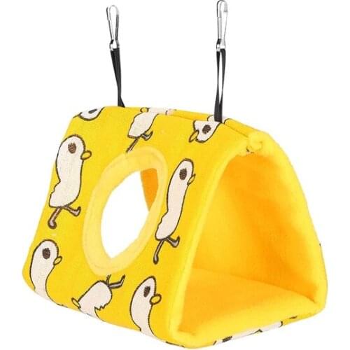 Hammock Parrot Nest Plush Snuggle Bird Hammock Small Pet Hut Bed Cage Tent Hole on One Side Hangable with Metal Hooks 3 Sizes