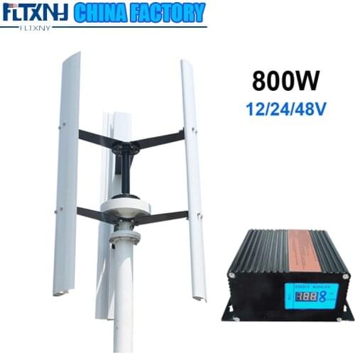 FLYT 800W Vertical Axis Coreless Generator 12V 24V 48V Wind Turbine with Low RPM Permanent Magnet Alternative Generator