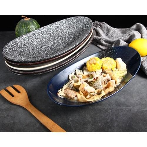 Japanese Restaurant deep dish meat dish creative ceramic oval deep dish Salad Fruit Dish dessert dish cold dish