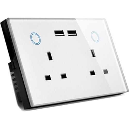 HLZS-UK Plug, WIFI Smart USB Wall Socket UK Power Plug 15A Power Press Switch Wireless Homekit Charging
