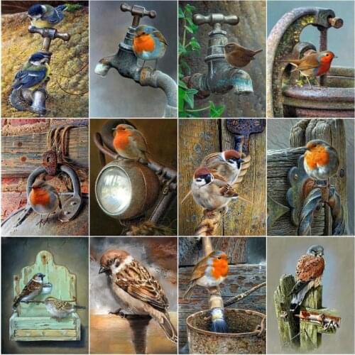 GATYZTORY DIY Oil Painting By Numbers Sparrow Animal For Adults Children On Canvas Picture By Number Frame DIY Stopcock Gift Hom
