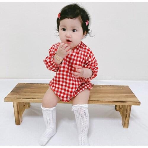 Infant Romper 2021 Autumn Girls Plaid Newborn Clothes