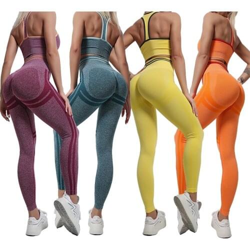 2Pcs Yoga Set Seamless Womens Sportswear Gym Clothing Sport Fitness Workout Running Clothing Crop Top Sport Bra Yoga Suit