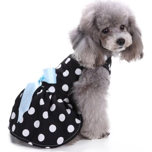 Dog Printing Dresses Pet Summer Breathable Cat Thin Clothes with Bow Puppy Girl Costumes for Small Medium Dogs Chihuahua