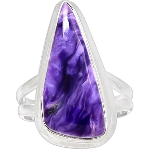 Lovegem Genuine Charoite Ring 925 Sterling Silver,Size :6.5, AR3161