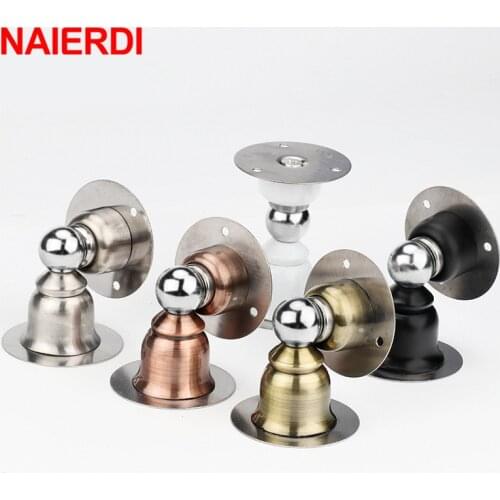 NAIERDI Stainless Steel Magnetic Nail-free Doorstop Sticker Toilet Hidden Door Holders Catch Floor Door Stops Door Hardware