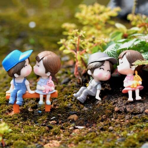 3Pcs/Set Miniature Doll Cute Handmade PVC Home Doll Figurine for Garden
