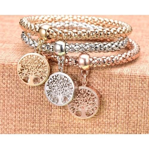 New 3Pcs Charms Bracelet Tree Of Life Bracelets For Women Pulsera Femenina Hollow out Crystal Bracelet Jewelry Gift Dropshipping