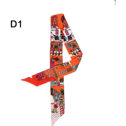 New style long female silk scarf headband tying hair fashion tied bag handle small ribbon Ladies scarf small gauze scarf BS46