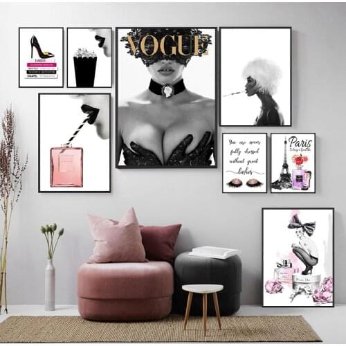 Wall poster fashion poster high heels wall art canvas painting perfumewall photos of home decor girl room wall art painting