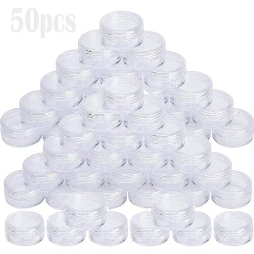 50pcs/set Transparent Plastic Separate Bottle 5g Cosmetic Container Small Box Of Cosmetics Round Jar With Lid