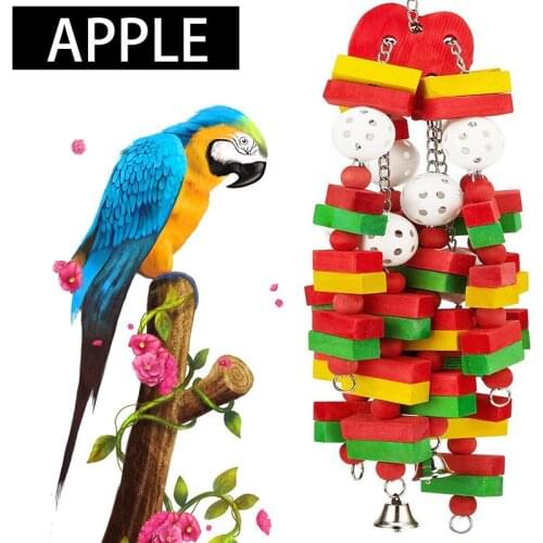 Bird Toys Chewing Playing Toys Pet Cockatiel Parrot Parakeet Colorful Wooden Blocks Swing Food Grade Toys