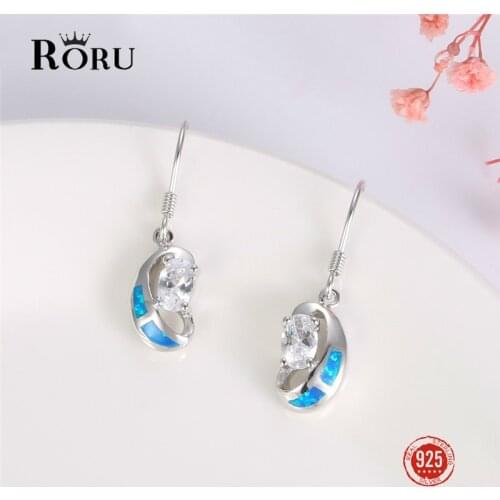 Real 925 Sterling Silver Women Dazzling Opal Zircon Drop Earrings European Fashion Earrings Fine Jewelry Gift