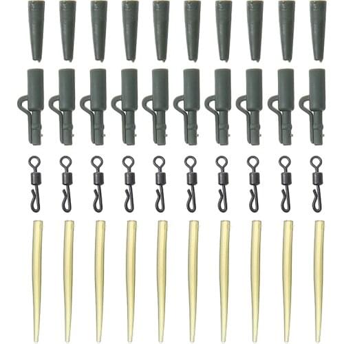 Fishing Terminal Tackle Carp Lead Clips Set Quick Change Swivels Anti Tangle Sleeves Tail Rubber 2Colors
