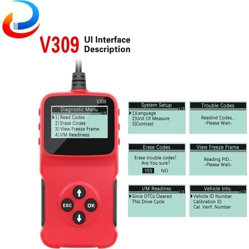 V309 Code Reader Read/Clear Fault Code I/M DTC OBD2 Code Reader OBDII / EOBD USB OBD 2 Car Diagnostic Scanner Auto Tool