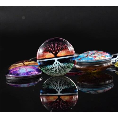 Silver Tree of Life Fridge Magnet Spring 30mm Glass Cabochon Magnetic Refrigerator Stickers Note Holder Home Decoration