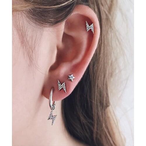 4 Pcs/ Set Bohemian Color Lightning Star Stud Earrings Set for Women Girl Brincos Earrings Fashion Jewelry Accessories