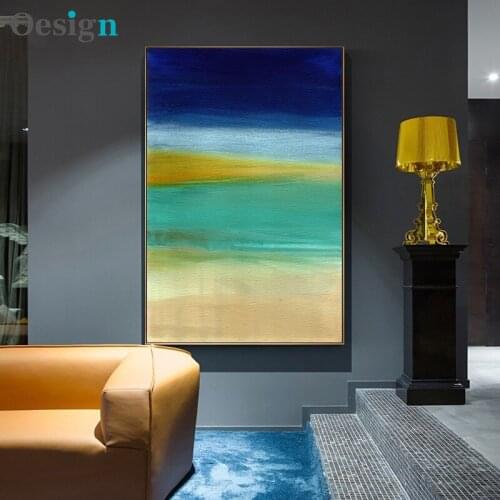 Vintage Abstract Blue Yellow Color Mass Poster Wall Print Canvas Paintings Wall Art Pictures for Living Room Home Interior Decor