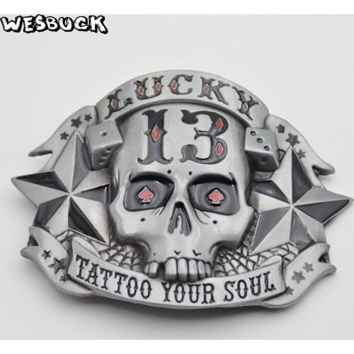 WesBuck Brand Male DIY Belt Accessories Long Horn Skull Big Metal Buckle With PU Belt Holiday gifts