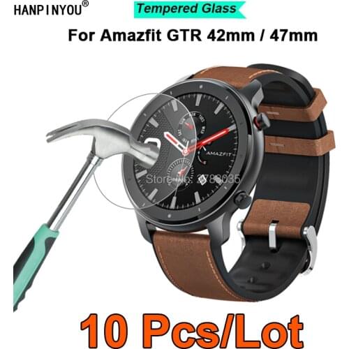 10 Pcs For Xiaomi Huami Amazfit GTR 42mm / 47mm 9H Hardness 2.5D Ultra-thin Toughened Tempered Glass Film Screen Protector Guard