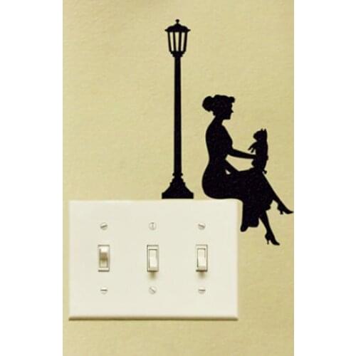 Woman Silhouette Decal Girl Witch French Bulldog Switch Stickers Vinyl 5WS0772