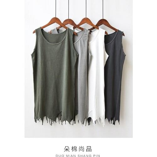 Irregular Bottoming Vest Women 2021 Summer Korean Womens Shirt Cotton Mid-length Loose Sleeveless Female OuterWear Tops Mujer