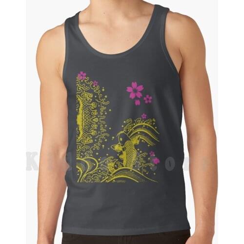 Gold Koi N Sakura tank tops vest sleeveless