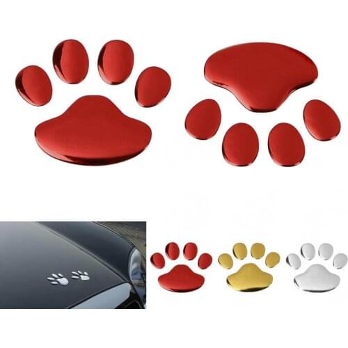 1 Pair Durable personality Dog Paw Footprint 3D PVC Car Sticker Nick Cover Sticker