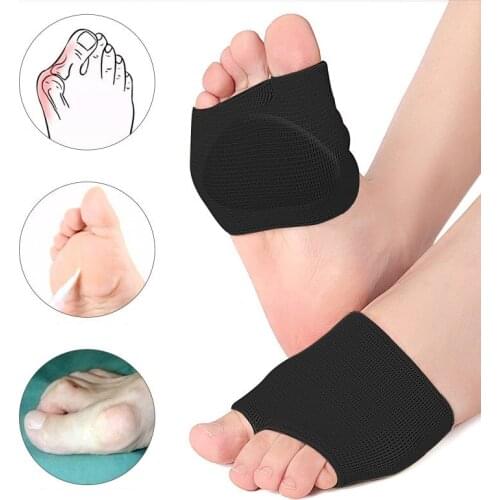1Pair Metatarsal Sleeve Pads Half Toe Bunion Sole Forefoot Gel Pads Cushion Half Sock Supports Prevent Calluses Blisters
