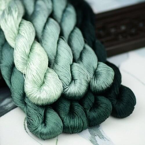 1pcs 100% silk thread hand embroidery embroider cross stitch 400m silk embroidery thread malachite green/7 gradient color