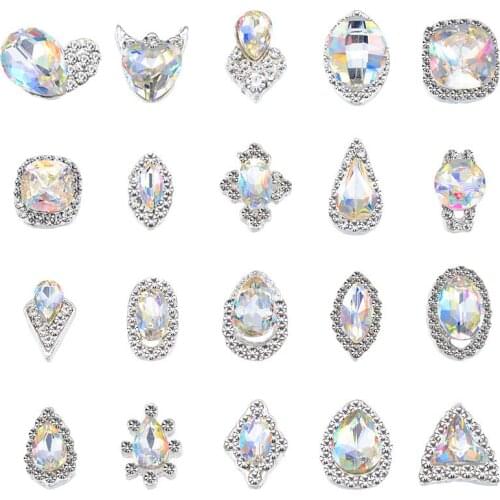 10pcs Crystal strass nail art stones alloy 3d decorations sparkle nail charms rhinestones for designer jewelry accessories