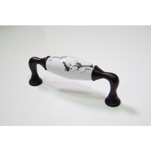 Wholesale 10pcs lot wash painting porcelain drawer handles,door handles and knobs,black kitchen handles