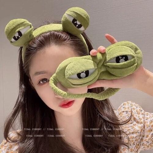 20pcs/lot 3d Sad Frog Sleep Mask Rest Travel Relax Sleeping Aid Blindfold Cover Eye Patch Sleeping Mask Case Anime
