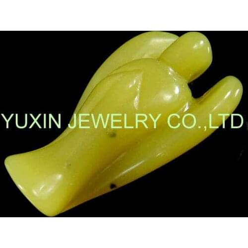 2020 New Arrival !!! Fashion Natural Lemon jades Angel Figurine Charms Statue Carved Angel With Wing Pendant Stone Pendants