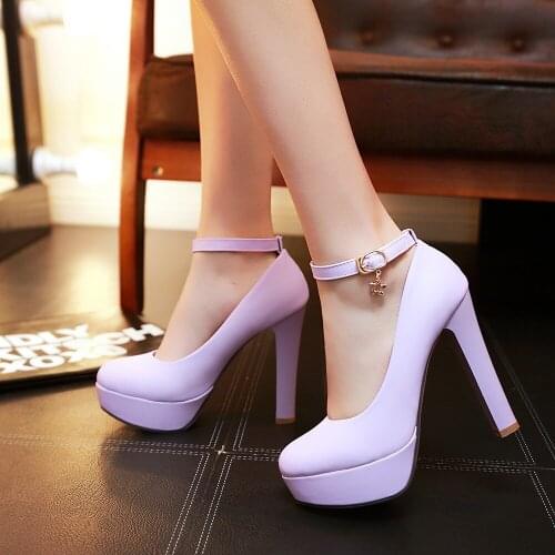 2021 Large Size 32-43 High Heels Party Wedding Office Ladies Pumps Shoes Platform Ankle-Strap Shoes Women