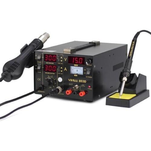220V 853D 1A USB Rework Station with Soldering Station DC Power Supply and Hot Air for Welding