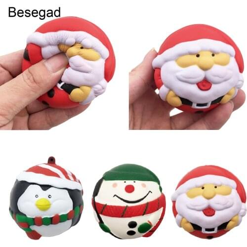 Besegad Kawaii Christmas Claus Snowman Penguin Squishy Toys for Children Kid Adults Slow Rising Stress Relief Home Decor Props
