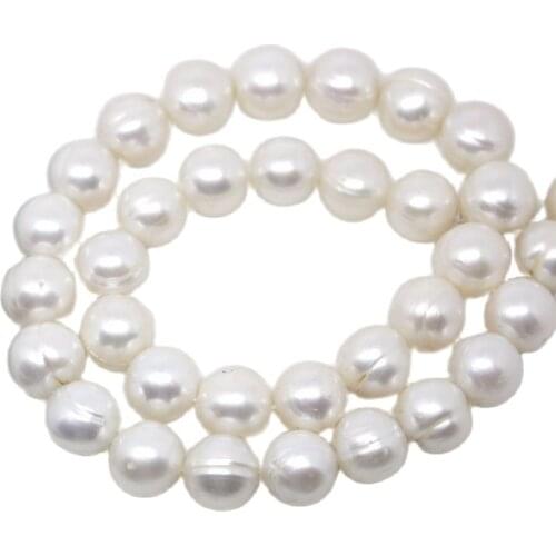 10mm-11mm Natural White Growth Pearl Loose Beads 15" Jewelry Making DIY