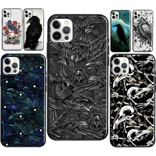 Raven Crow Skull pattern Case For iPhone 11 Pro Max 12 Pro Max XS XR X 12 Mini SE 2020 7 8 Plus Phone Back Cover