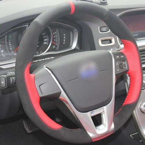 For Volvo S60 V40 V60 XC60 Top Leather Steering Wheel Hand-stitch on Wrap Cover car accessories Automotive interior