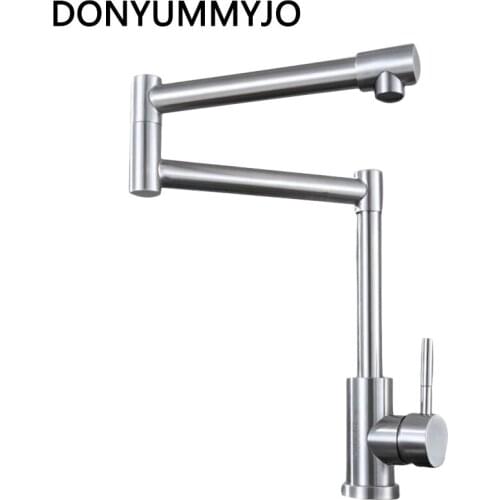 DONYUMMYJO Kitchen Sink Faucets Finish Folding Kitchen Faucets Single Handle Nickle Brushed Mixer Bar Taps Bathroom Sink Faucet