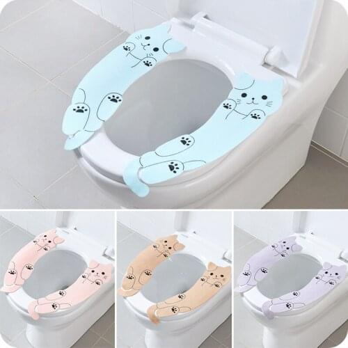 Funny cartoon cats reusable warm and soft toilet seat cushion washable seat cushion bathroom supplies