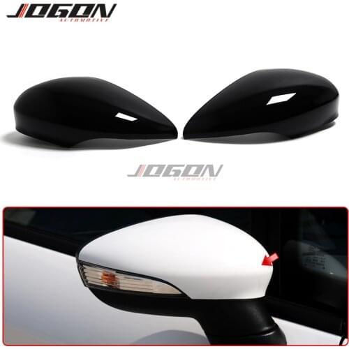Gloss Black Side Wing Rear View Rearview Mirror Cover Case Caps Shell Replace For Ford Fiesta MK6 VI /UK MK7 08-17 B-Max 2012-17