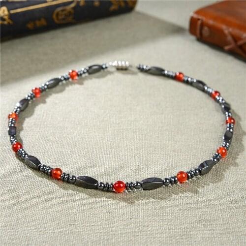 Classic New Design Hematite Beads Necklace for Women Spacer Beads Healing Therapy Natural Stone Jewelry Gift Chain 18inch Y962
