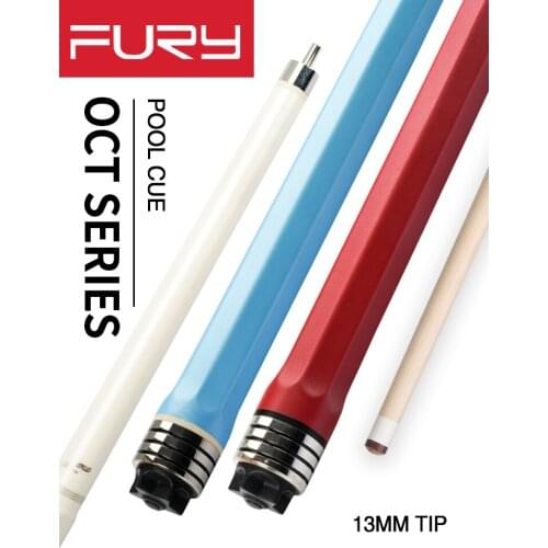 Fury OCT Billiard Pool Cue Stick XTC Ferrule Maple HT Shaft 13mm Tip 147cm Hexagon Design Butt Quick Joint Billar Pool Cue Kit