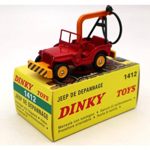 Atlas Dinky Toys 1412 Jeep De Depannage Truck Red Diecast Models Car Collection