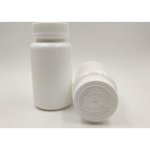 100pcs 150ml 150cc White Plastic HDPE Pill bottle Capsule Container Vitamin Box With CRC Caps Seal lids for Medical