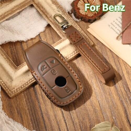 Leather Key Case for Mercedes Benz E Class W213 E200 E300 Remote Fob Cover 4 Buttons for Mercedes Accessories
