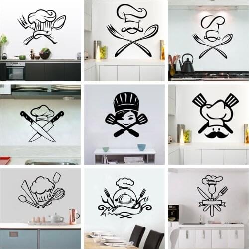 Creative kitchen Tools Fork Wall Sticker Pvc Removable For kitchen Rooms Decoration Wall Art MURAL Drop Shipping